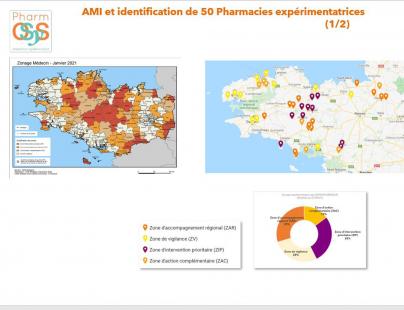Carte zonage 2021 versus pharmacies expérimentatrices